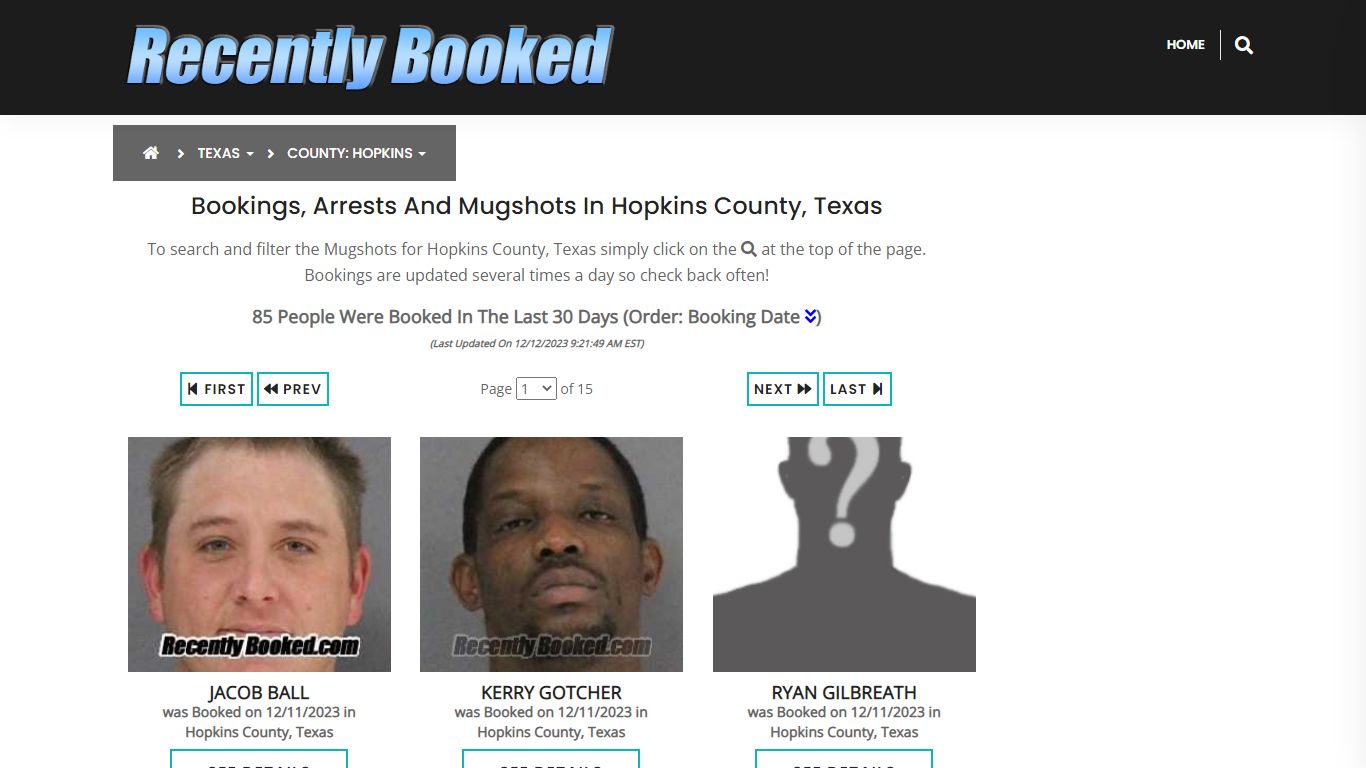 Recent bookings, Arrests, Mugshots in Hopkins County, Texas